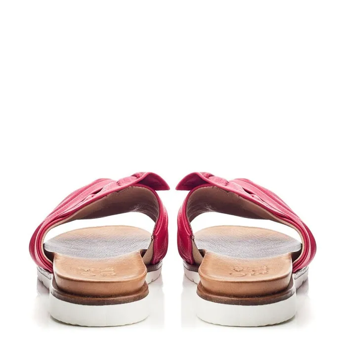 Flat Sandals Women Moda In Pelle Jemini Raspberry Leather