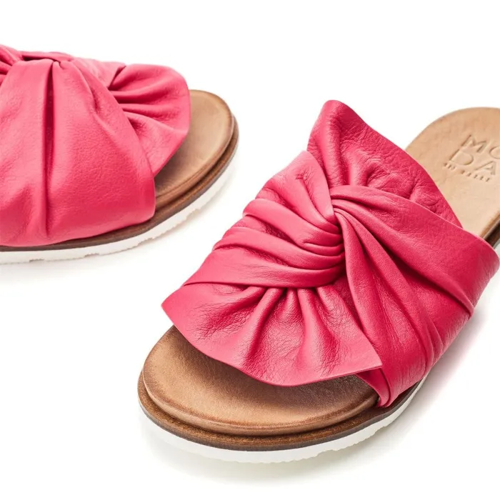 Flat Sandals Women Moda In Pelle Jemini Raspberry Leather