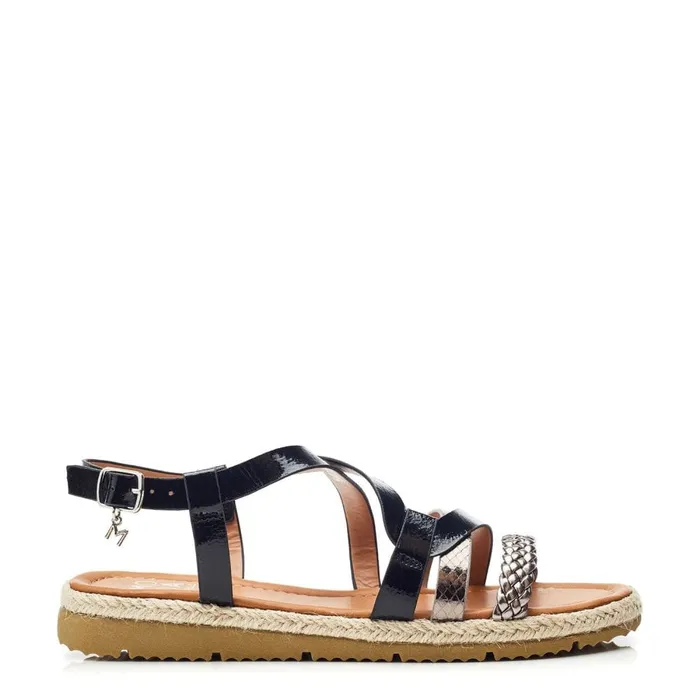 Flat Sandals Women Moda In Pelle Nanccey Black Porvair