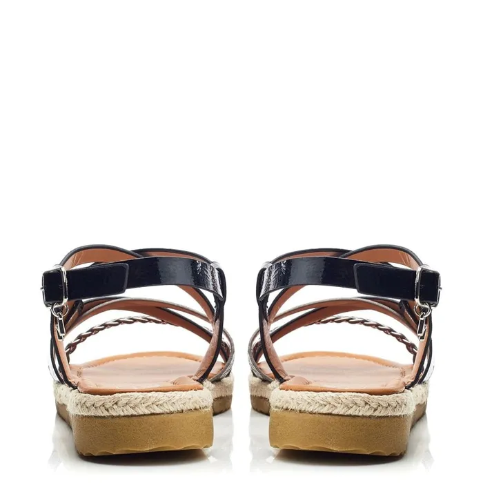 Flat Sandals Women Moda In Pelle Nanccey Black Porvair