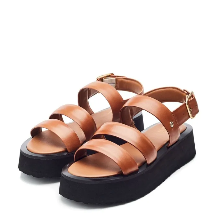 Flat Sandals Women Moda In Pelle Narla Tan Leather