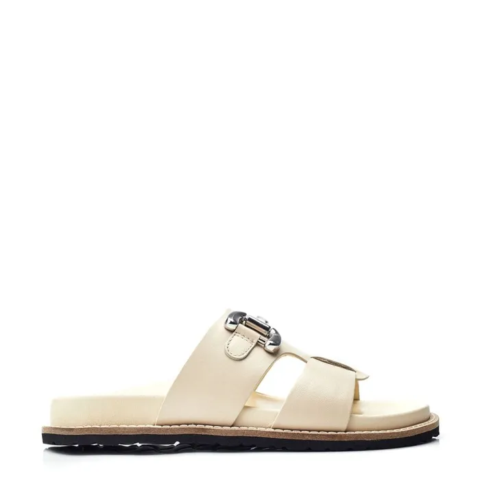 Flat Sandals Women Moda In Pelle Olette Off White Leather