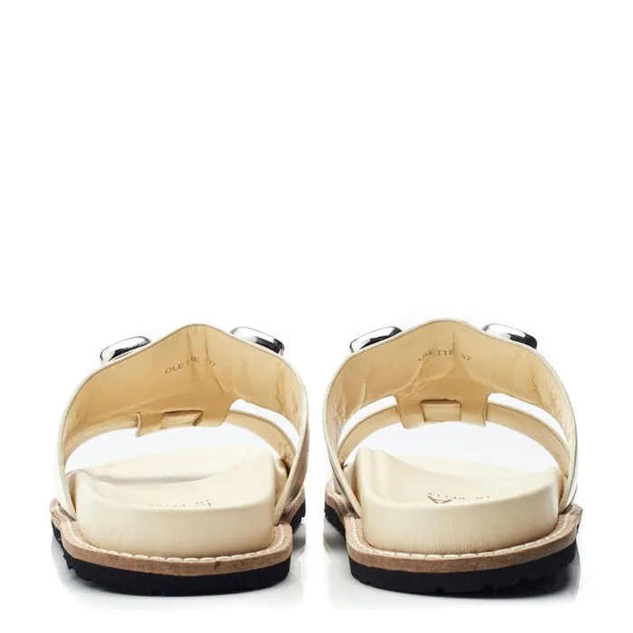 Flat Sandals Women Moda In Pelle Olette Off White Leather