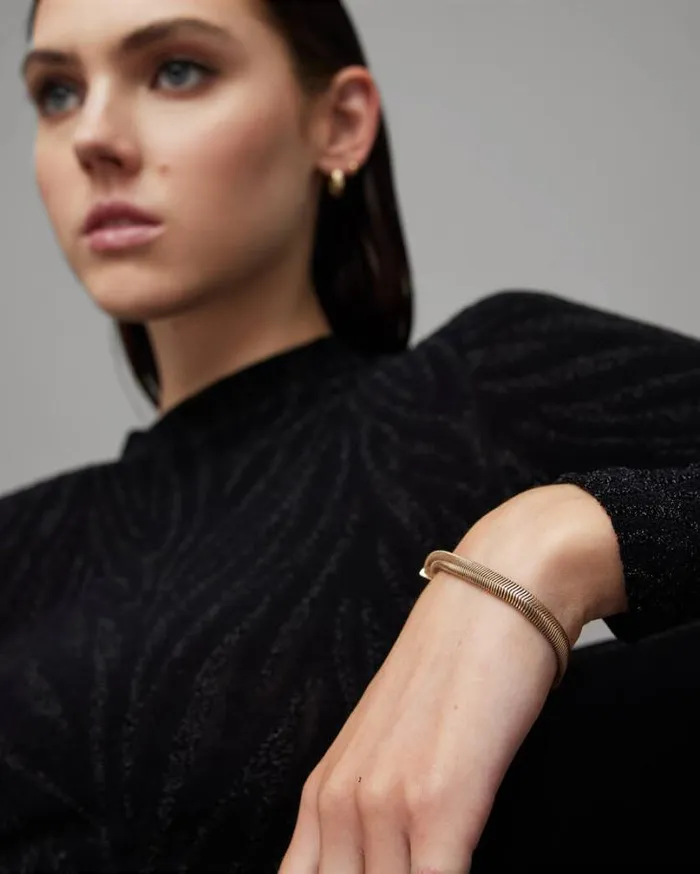 Flat Snake GoldTone Bracelet Warm Brass Women AllSaints Jewelry