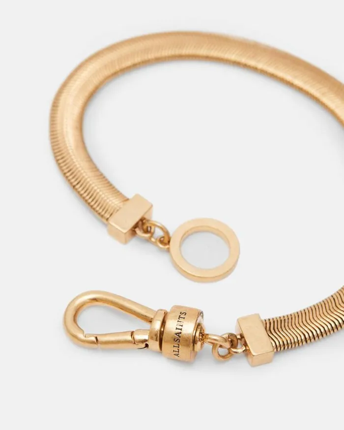 Flat Snake GoldTone Bracelet Warm Brass Women AllSaints Jewelry