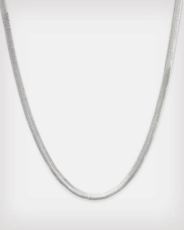 Flat Snake SilverTone Necklace Warm Silver Women AllSaints Accessories