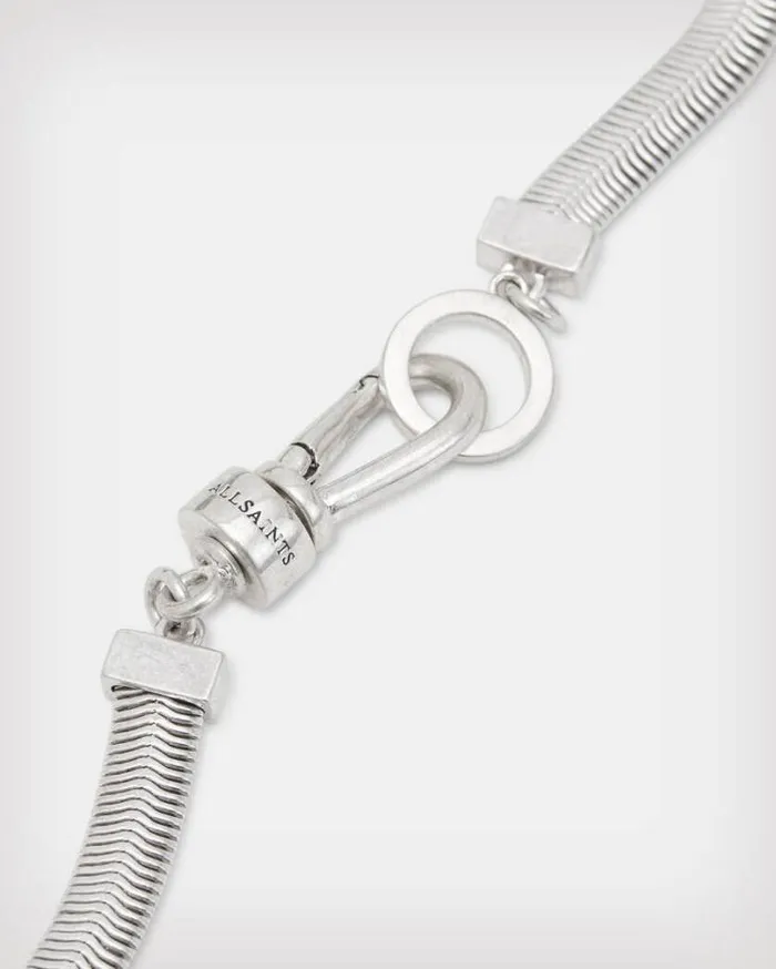 Flat Snake SilverTone Necklace Warm Silver Women AllSaints Accessories