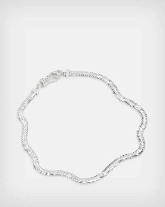 Flat Snake SilverTone Necklace Warm Silver Women AllSaints Accessories