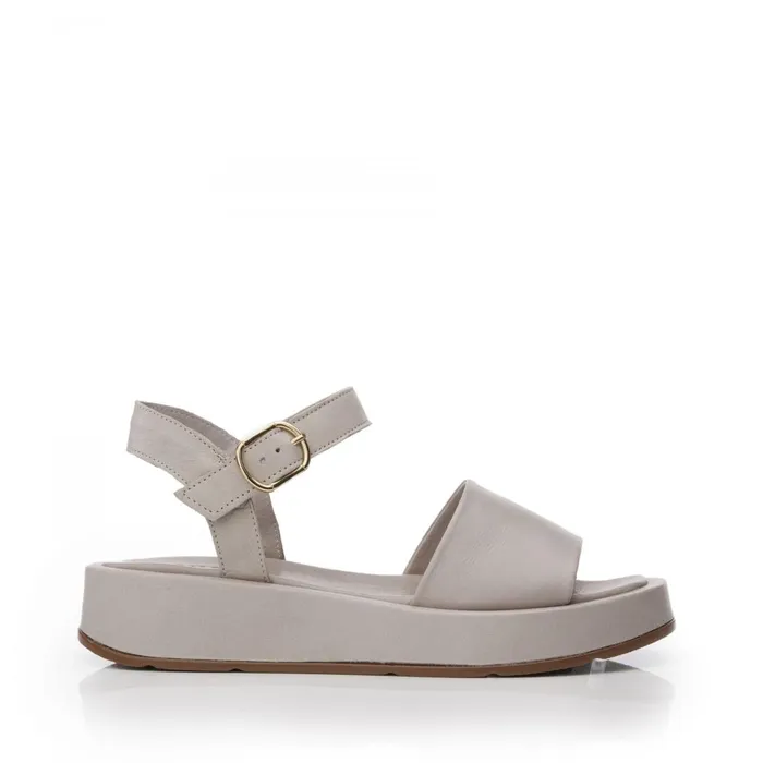 Flatform Sandals Women Moda In Pelle Shoon Sh Mirella Light Grey Leather