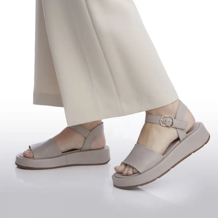 Flatform Sandals Women Moda In Pelle Shoon Sh Mirella Light Grey Leather