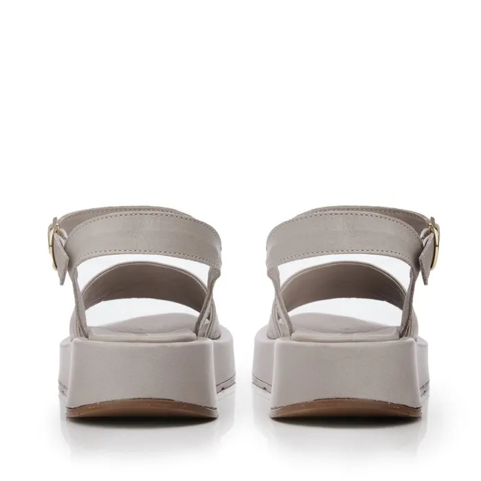 Flatform Sandals Women Moda In Pelle Shoon Sh Mirella Light Grey Leather