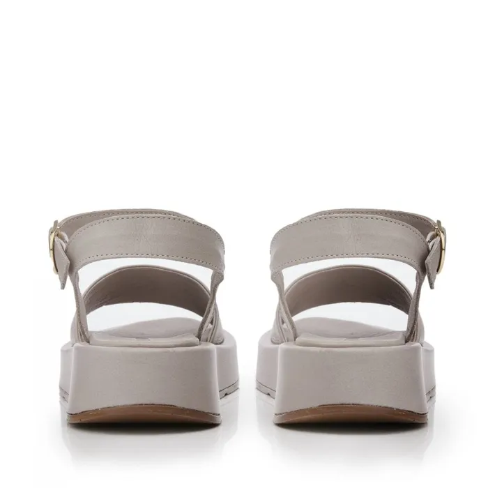 Flatform Sandals Women Moda In Pelle Shoon Sh Mirella Light Grey Leather