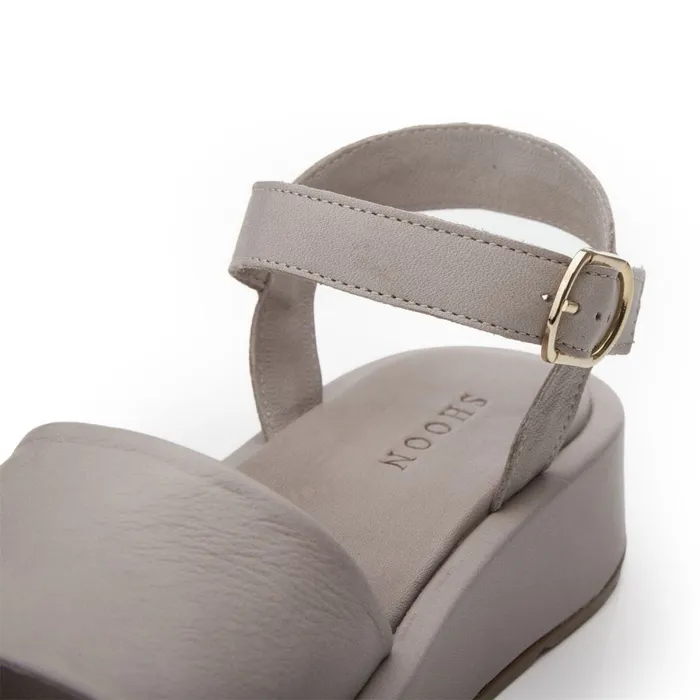 Flatform Sandals Women Moda In Pelle Shoon Sh Mirella Light Grey Leather