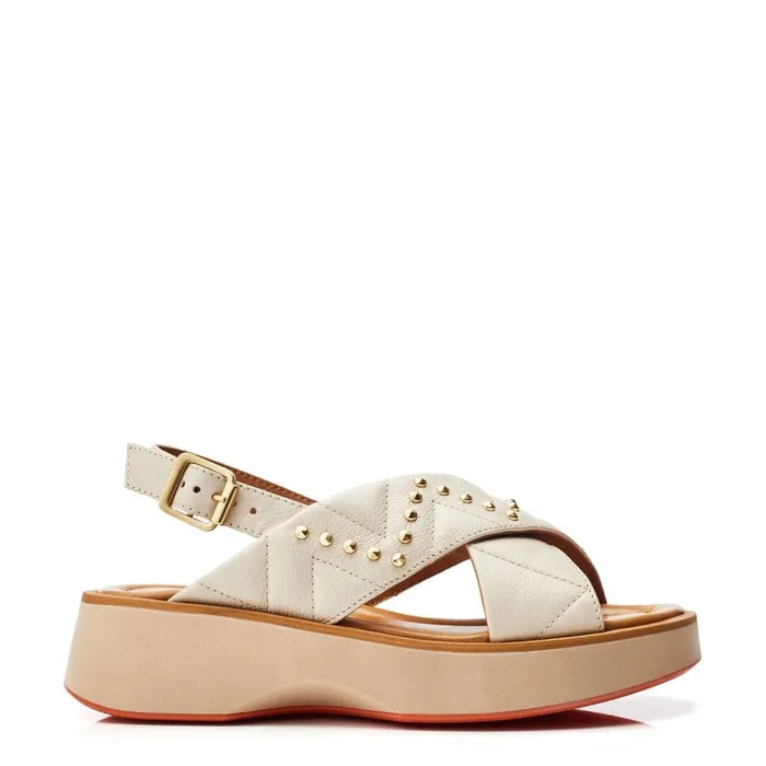 Flatform Sandals Women Moda In Pelle Studley White Leather
