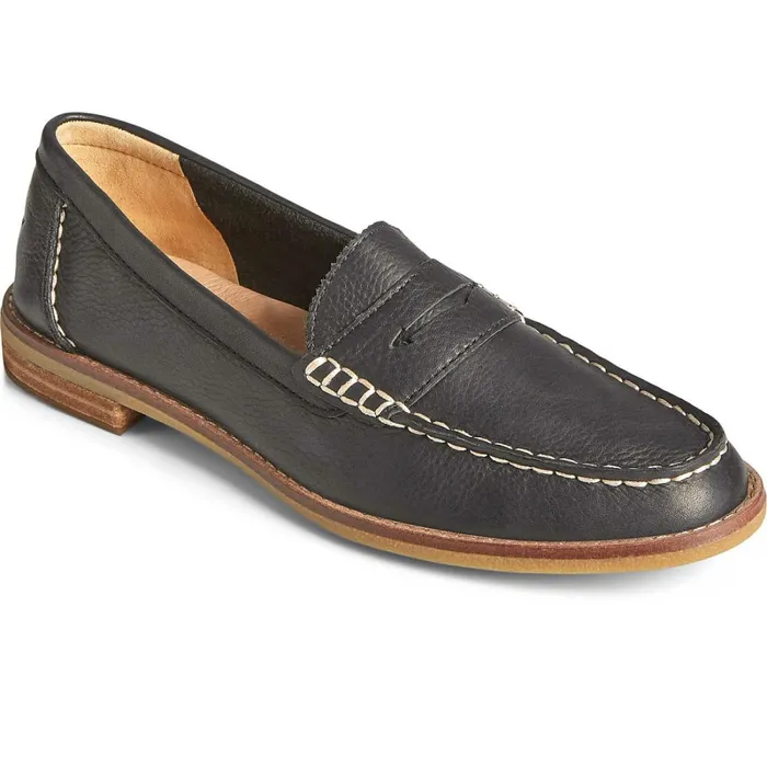 Flats and Loafers Women Sperry Seaport Penny Leather Loafer Black