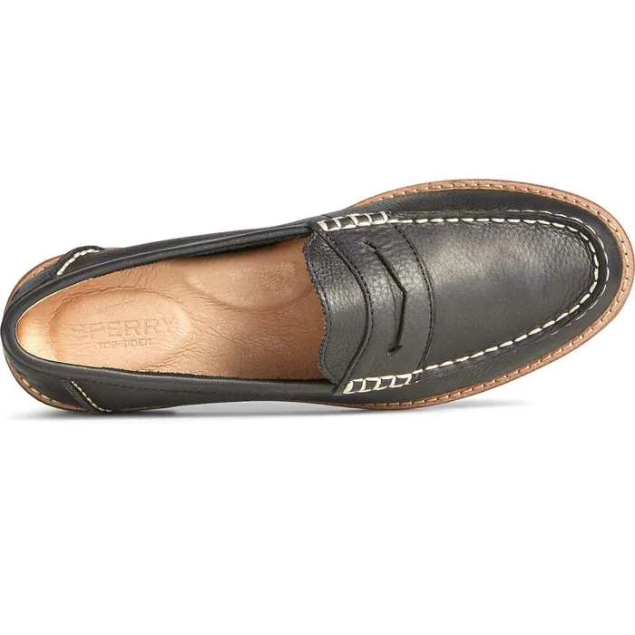 Flats and Loafers Women Sperry Seaport Penny Leather Loafer Black