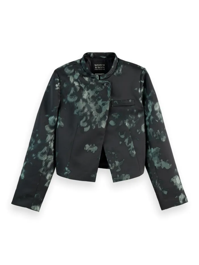 Floral Jacquard Cropped Blazer Nieuw Blossom Print Park Green Women Scotch and Soda Blazers Floral Jacquard Cropped Blazer Nieuw Blossom Print Park Green Women Scotch and Soda Blazers