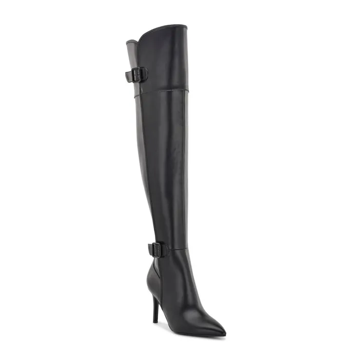 Flye Over The Knee Heeled Boots Black Women Nine West Boots and Booties Flye Over The Knee Heeled Boots Black Women Nine West Boots and Booties
