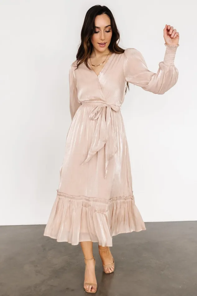 Flynn Midi Dress Champagne Women Baltic Born Midi Dresses Flynn Midi Dress Champagne Women Baltic Born Midi Dresses