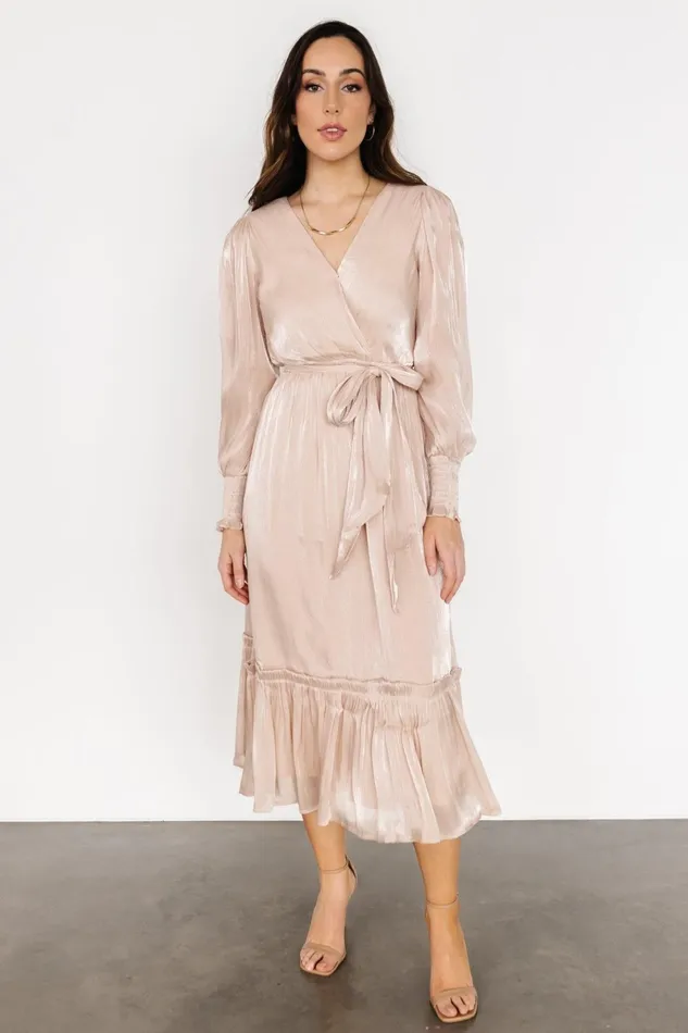 Flynn Midi Dress Champagne Women Baltic Born Midi Dresses Flynn Midi Dress Champagne Women Baltic Born Midi Dresses