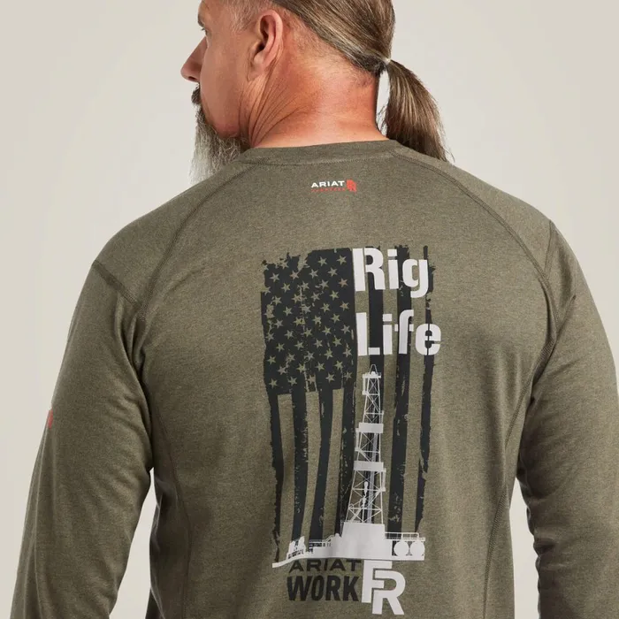 FR Air Rig Life Graphic TShirt Sage Heather Men Ariat TShirts and Polos FR Air Rig Life Graphic TShirt Sage Heather Men Ariat TShirts and Polos