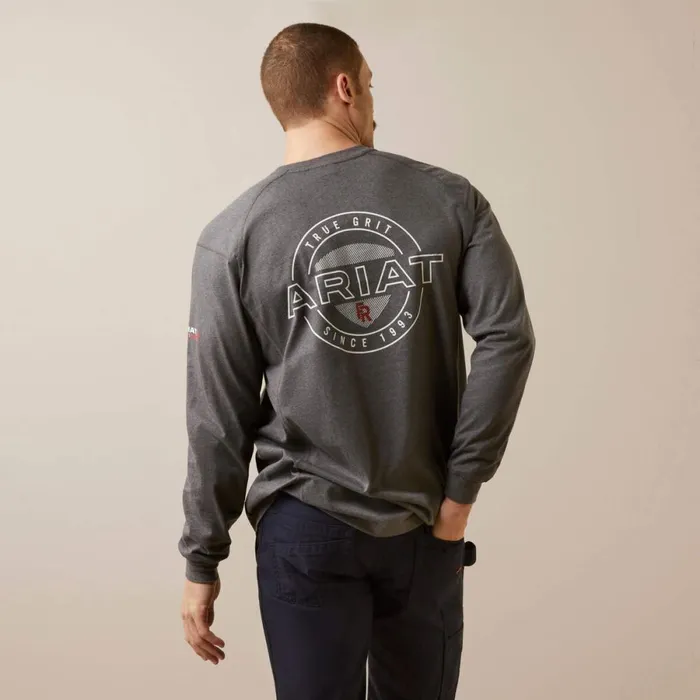 FR Air True Grit TShirt Charcoal Heather Men Ariat TShirts and Polos