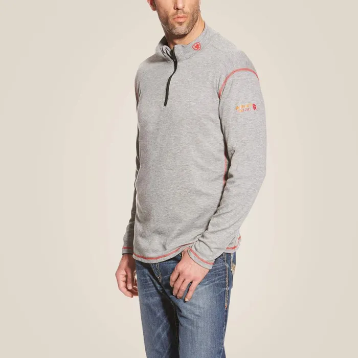 FR Polartec 14 Zip Top Light Gray Men Ariat Workwear