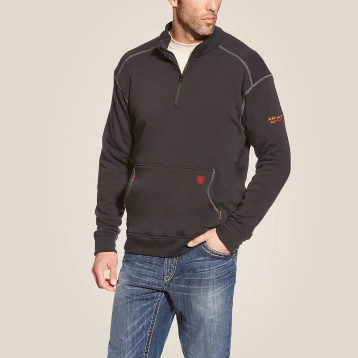FR Polartec Fleece 14 Zip Top Black Men Ariat Workwear