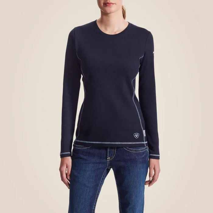 FR Polartec PowerDry Top Navy Women Ariat Workwear