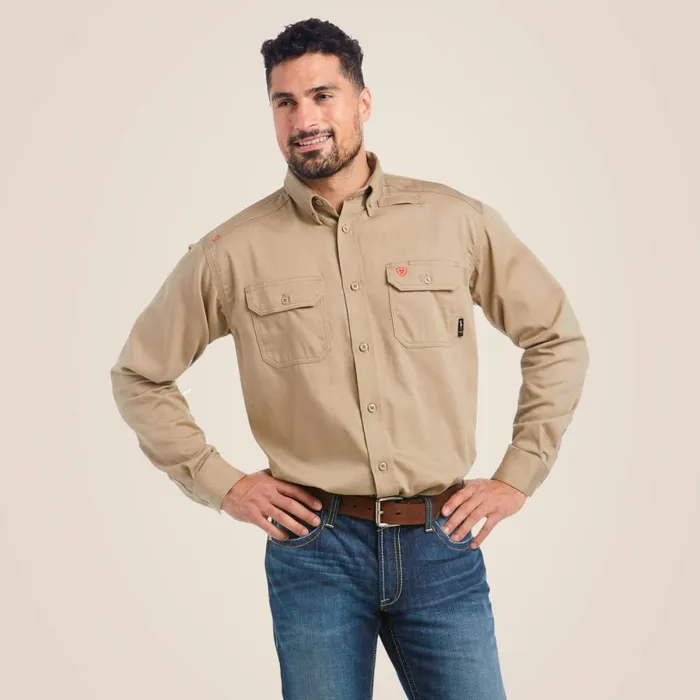 FR Solid Work Shirt Khaki Men Ariat Workwear