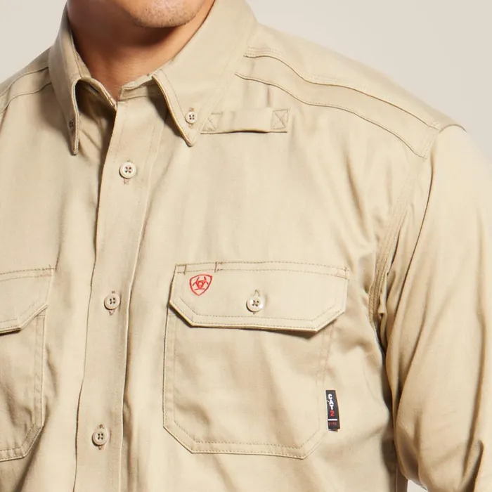 FR Solid Work Shirt Khaki Men Ariat Workwear FR Solid Work Shirt Khaki Men Ariat Workwear