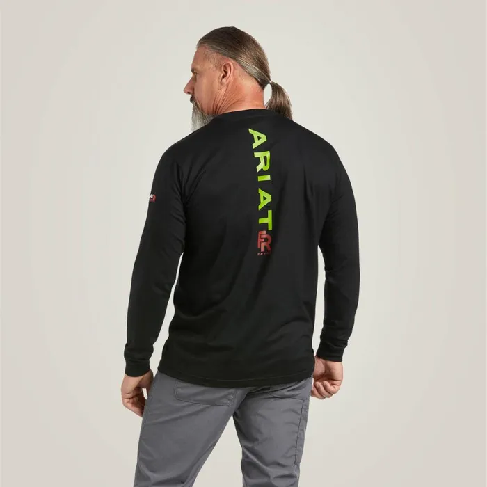 FR Stretch Logo TShirt Blacklime Men Ariat TShirts and Polos