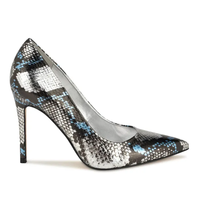 Fresh Pointy Toe Pumps Silverblue Snake Women Nine West Pumps