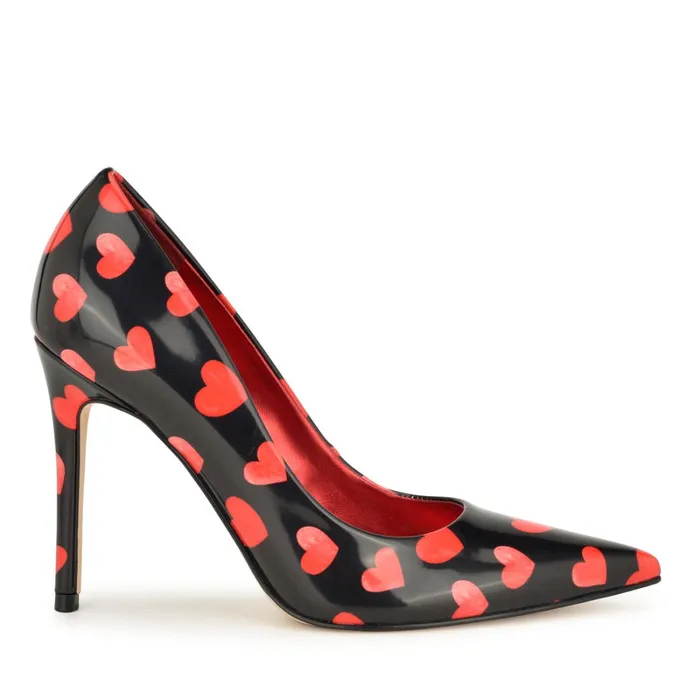 Fresh Pointy Toe Pumps Valentine Heart Print Women Nine West Pumps