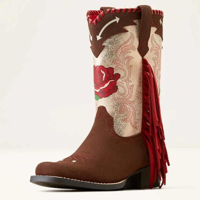 Futurity Fringe Rodeo Quincy Western Boot Chocolate Suederange Riding Ruby Kids Ariat Big Kids039 Footwear