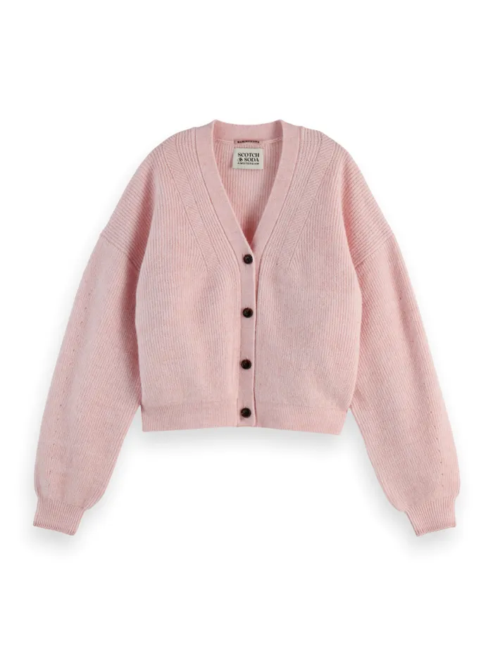 Fuzzy Relaxed Cardigan Pink Melange Women Scotch and Soda Knitwear