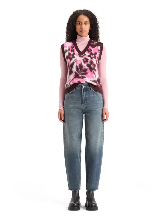 FUZZY V NECK JACQUARD SPENCER Winter Floral Women Scotch and Soda Knitwear