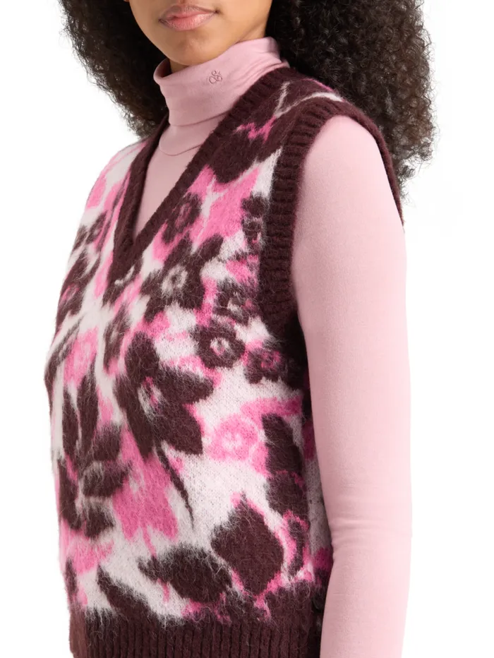 FUZZY V NECK JACQUARD SPENCER Winter Floral Women Scotch and Soda Knitwear