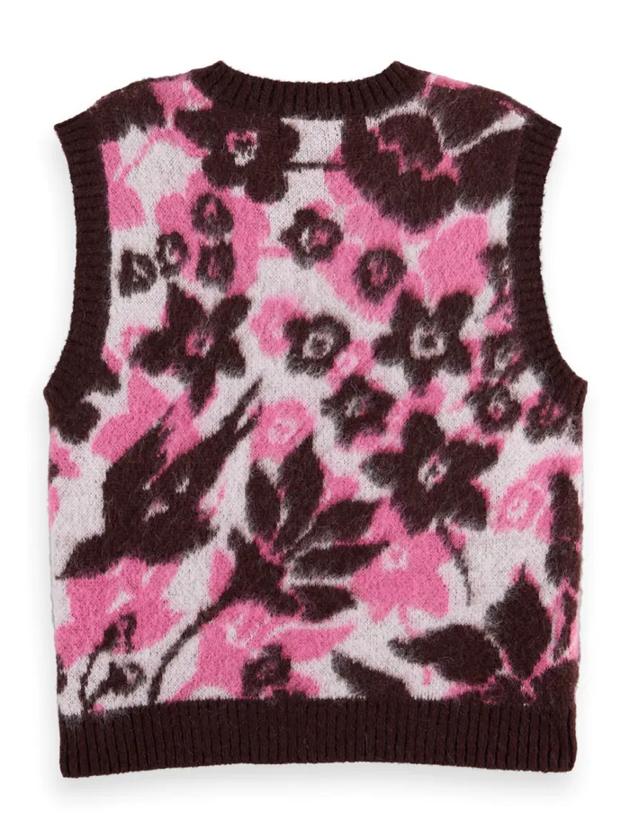 FUZZY V NECK JACQUARD SPENCER Winter Floral Women Scotch and Soda Knitwear