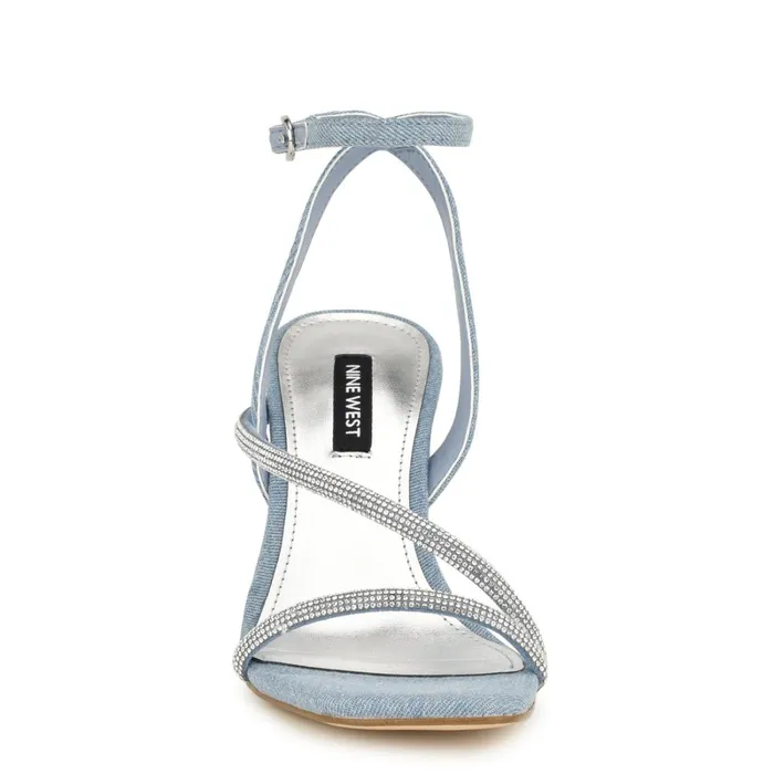 Gaden Ankle Strap Sandals Denim Women Nine West Heeled Gaden Ankle Strap Sandals Denim Women Nine West Heeled