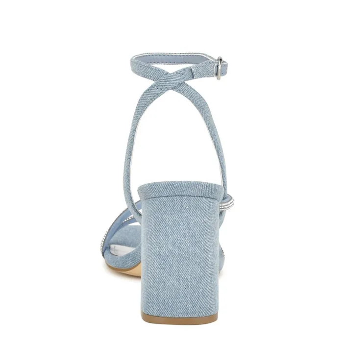 Gaden Ankle Strap Sandals Denim Women Nine West Heeled Gaden Ankle Strap Sandals Denim Women Nine West Heeled
