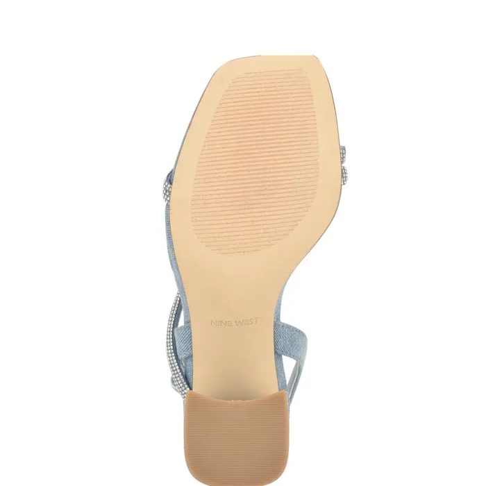 Gaden Ankle Strap Sandals Denim Women Nine West Heeled Gaden Ankle Strap Sandals Denim Women Nine West Heeled
