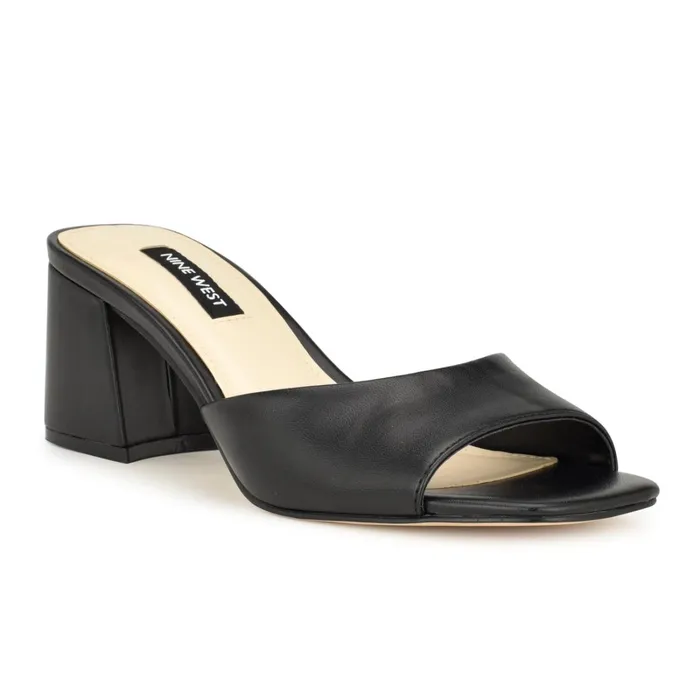 Gagen Slide Sandals Black Women Nine West Low Heel Gagen Slide Sandals Black Women Nine West Low Heel