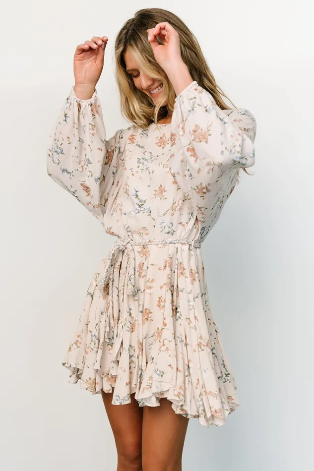 Galia Mini Dress Beige Floral Women Baltic Born Short Dresses Galia Mini Dress Beige Floral Women Baltic Born Short Dresses