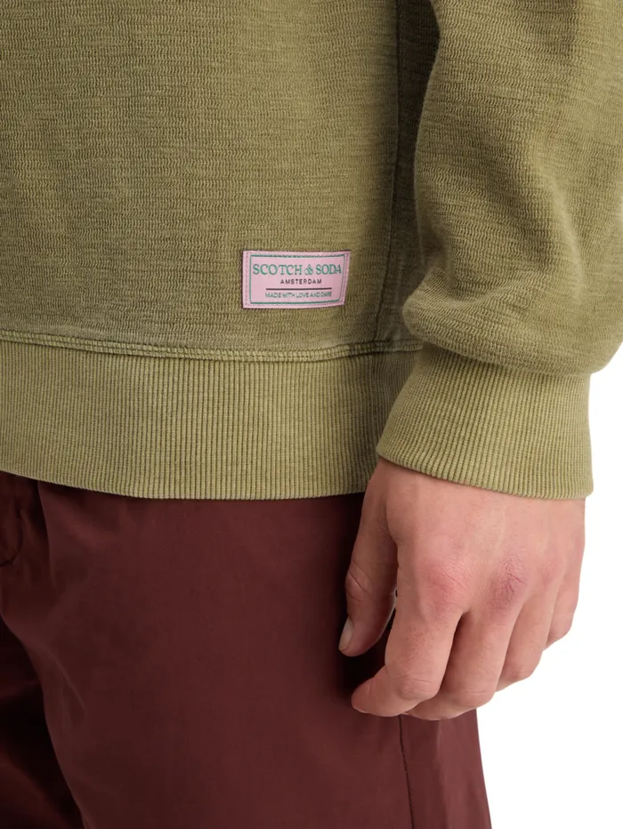 GARMENT DYED STRUCTURED SWEATSHIRT Moss Green Men Scotch and Soda Sweatshirts and Hoodies GARMENT DYED STRUCTURED SWEATSHIRT Moss Green Men Scotch and Soda Sweatshirts and Hoodies