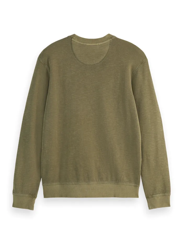 GARMENT DYED STRUCTURED SWEATSHIRT Moss Green Men Scotch and Soda Sweatshirts and Hoodies GARMENT DYED STRUCTURED SWEATSHIRT Moss Green Men Scotch and Soda Sweatshirts and Hoodies