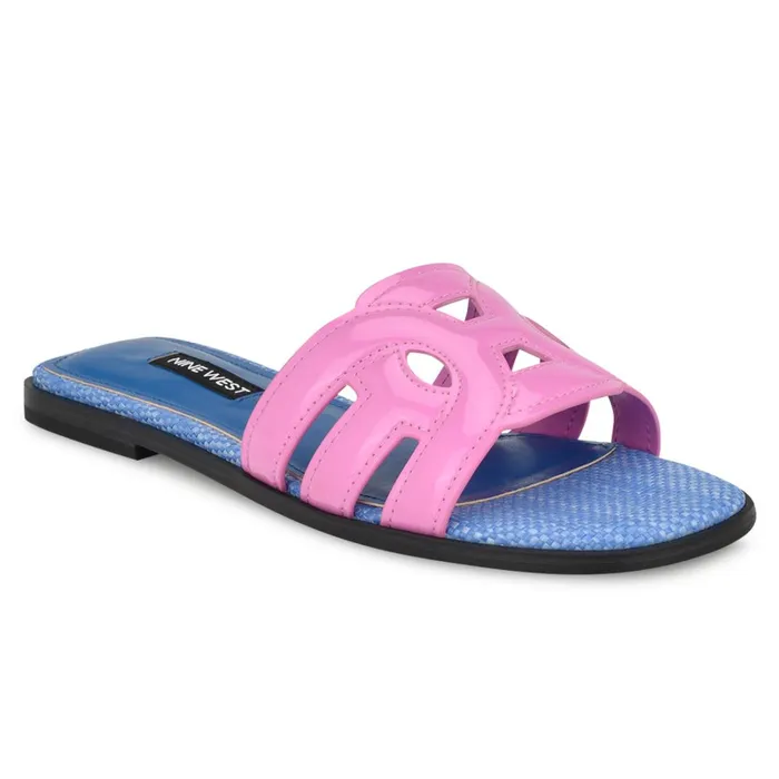 Geena Flat Slide Sandals Pinkblue Women Nine West Casual Geena Flat Slide Sandals Pinkblue Women Nine West Casual