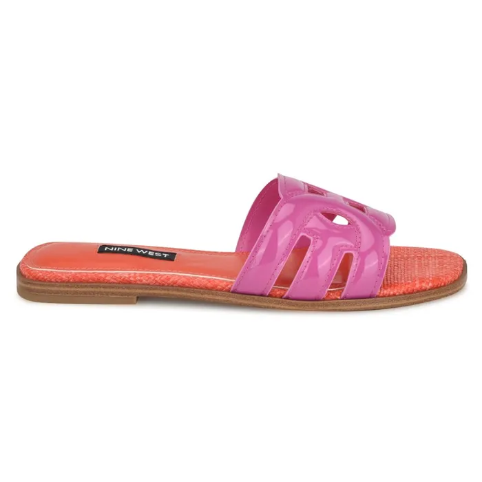 Geena Flat Slide Sandals Pinkorange Women Nine West Casual