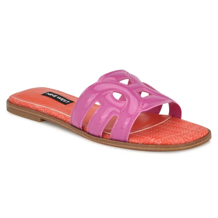 Geena Flat Slide Sandals Pinkorange Women Nine West Casual Geena Flat Slide Sandals Pinkorange Women Nine West Casual