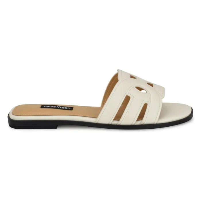 Geena Flat Slide Sandals White Women Nine West Sandals
